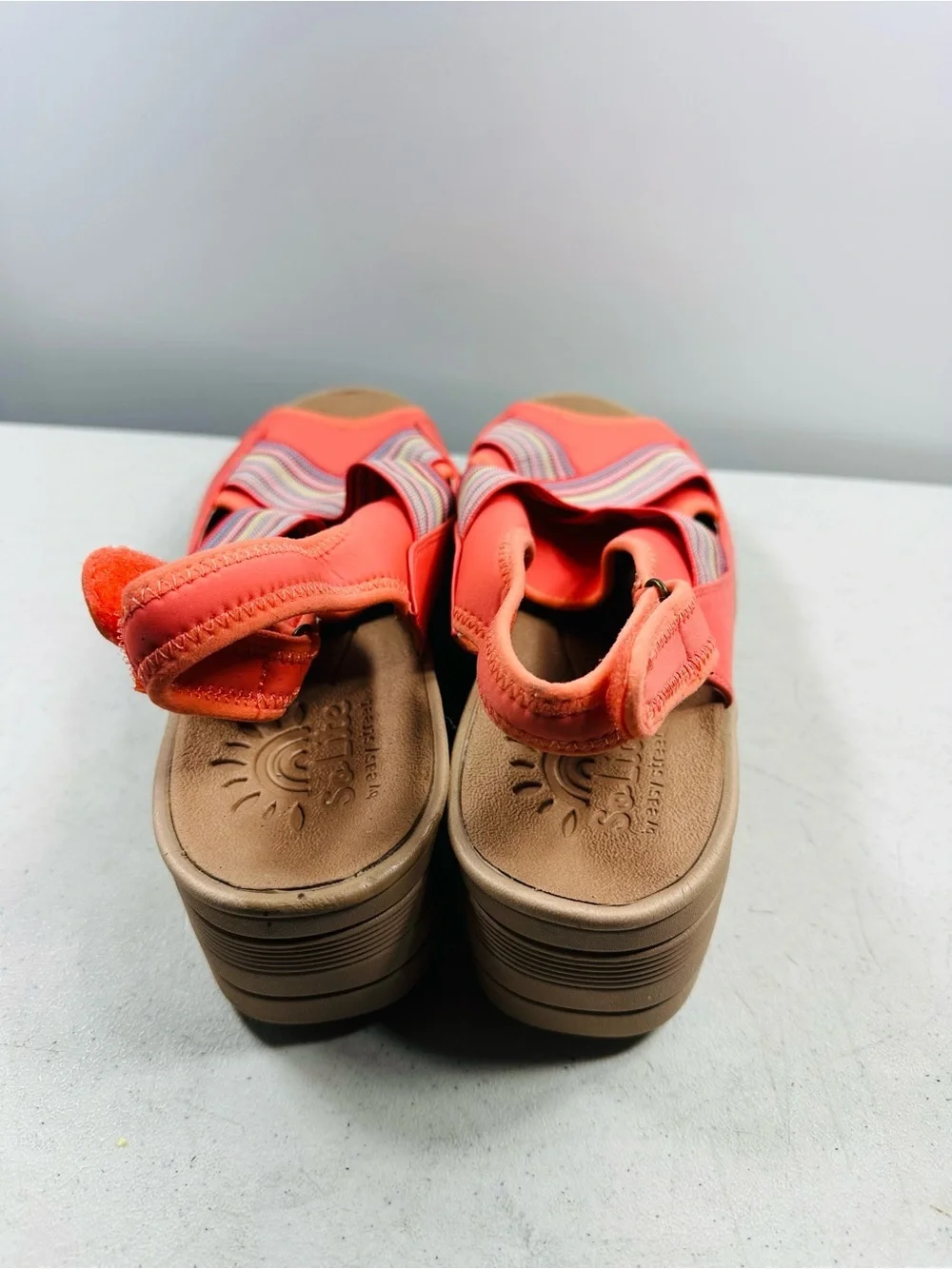 So Lite by Easy Street Sandals Women 11W Shoes Salmon Pink Slingback Comfort
